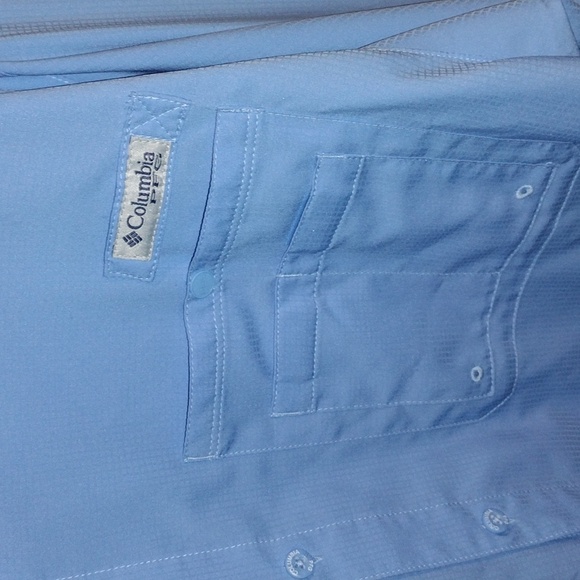 Columbia PFG Omni-Shade Vented Light Blue Long Sleeve Button up Shirt Ou… - Picture 4 of 10